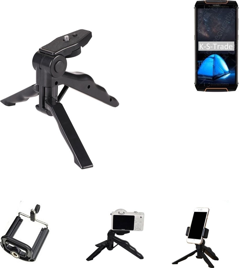 K-S-Trade Stativ Tisch-Ständer Dreibein Handy-Stativ Ständer kompatibel mit Cubot King Kong 3 Mini-Stativ Smartphone Tripod Handy-Stativ aus Plastik