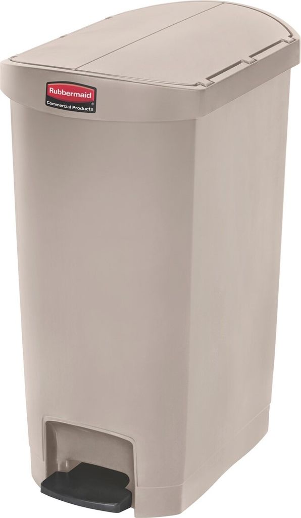 Rubbermaid Slim Jim Step-On-Tretabfallbehälter, 49 l, Kunststoff, Pedal seitlich, beige
