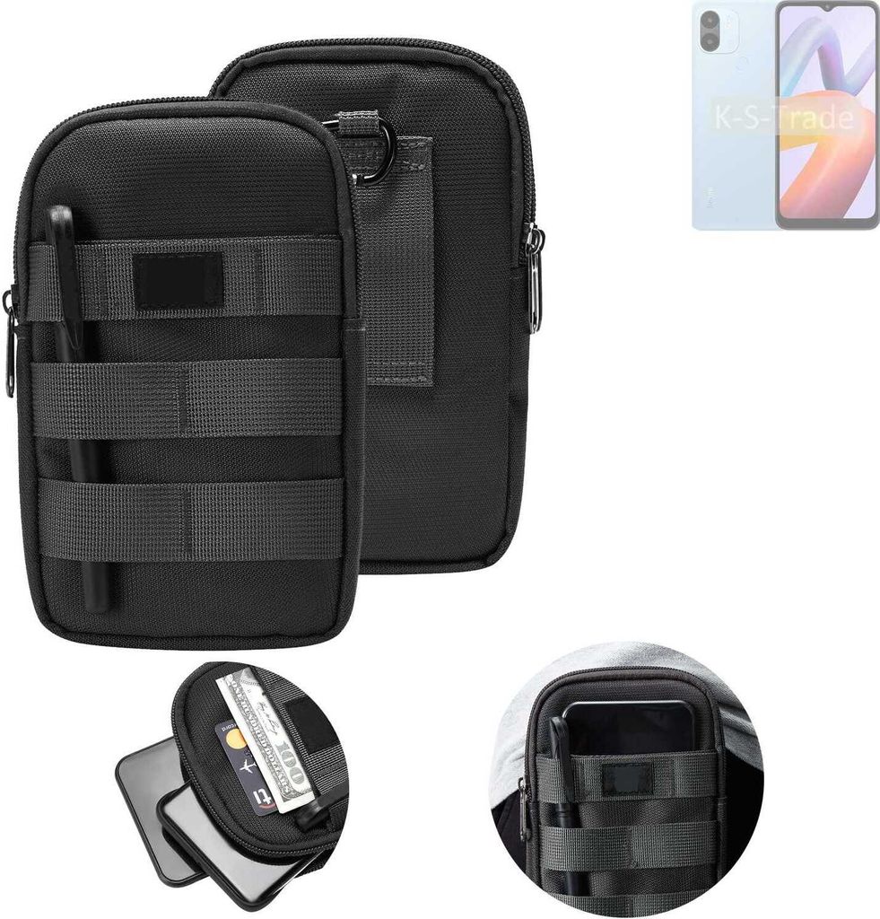 K-S-Trade Holster Gürtel Tasche kompatibel mit Xiaomi Redmi A2+ Handy Tasche Schutz Hülle dunkel-grau viele Fächer, 1x