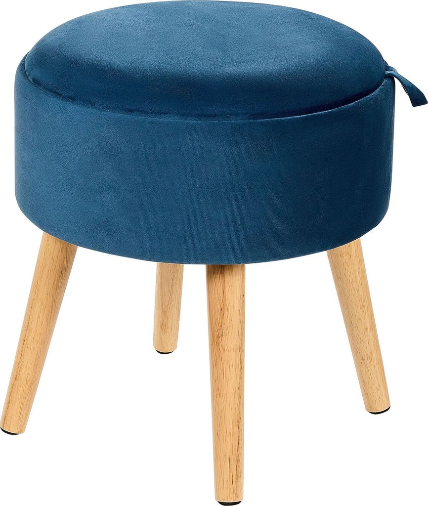 BELIANI Hocker Marineblau aus Samt / Holz mit Stauraum Tablett Ablage für Wohnzimmer Schlafzimmer Kinderzimmer Flur