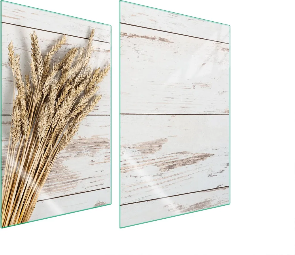 Copri piano cottura 2 pezzi 35x52 vetro temperato effetto legno grano
