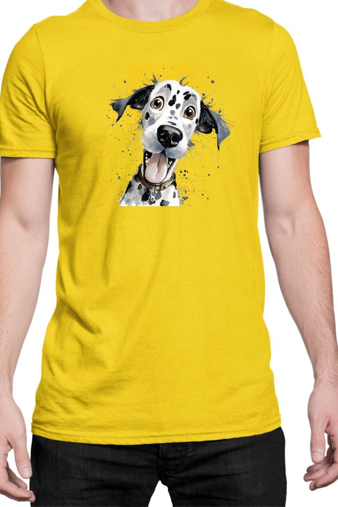 Herren T-Shirt Funny Dogs Breeds Dalmatian Dog Breed, Man S / Gelb
