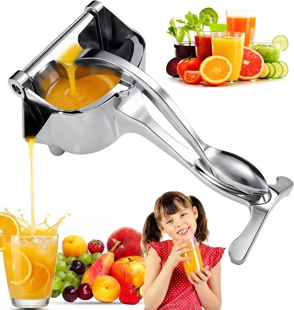 Manuelle Saftpresse, Manuelle Zitronenpresse, Zitruspresse, Handpresse, Orangenpresse, Limettenpresse, aus Aluminium