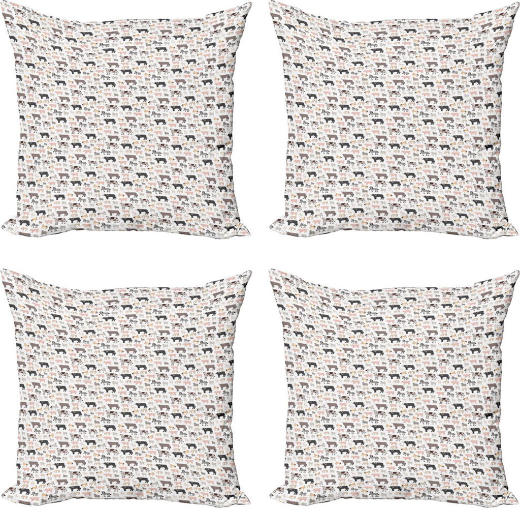 ABAKUHAUS Das Vieh Kissenbezug Set (4 Stück), Grafik-Design-Cattle, Moderner Doppelseitiger Digitaldruck, 45 cm x 45 cm, Mehrfarbig