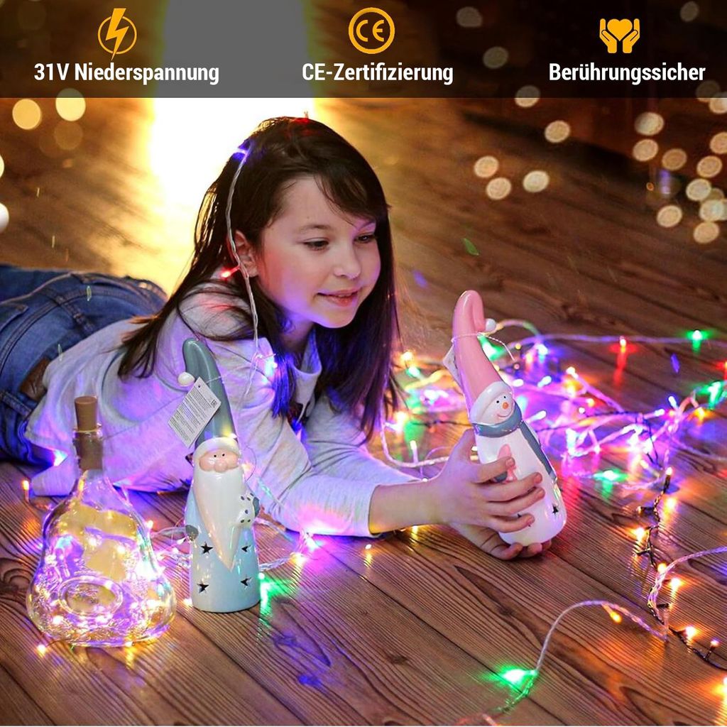 20m 200 LED Lichterkette Bunt für Weihnachten & Party