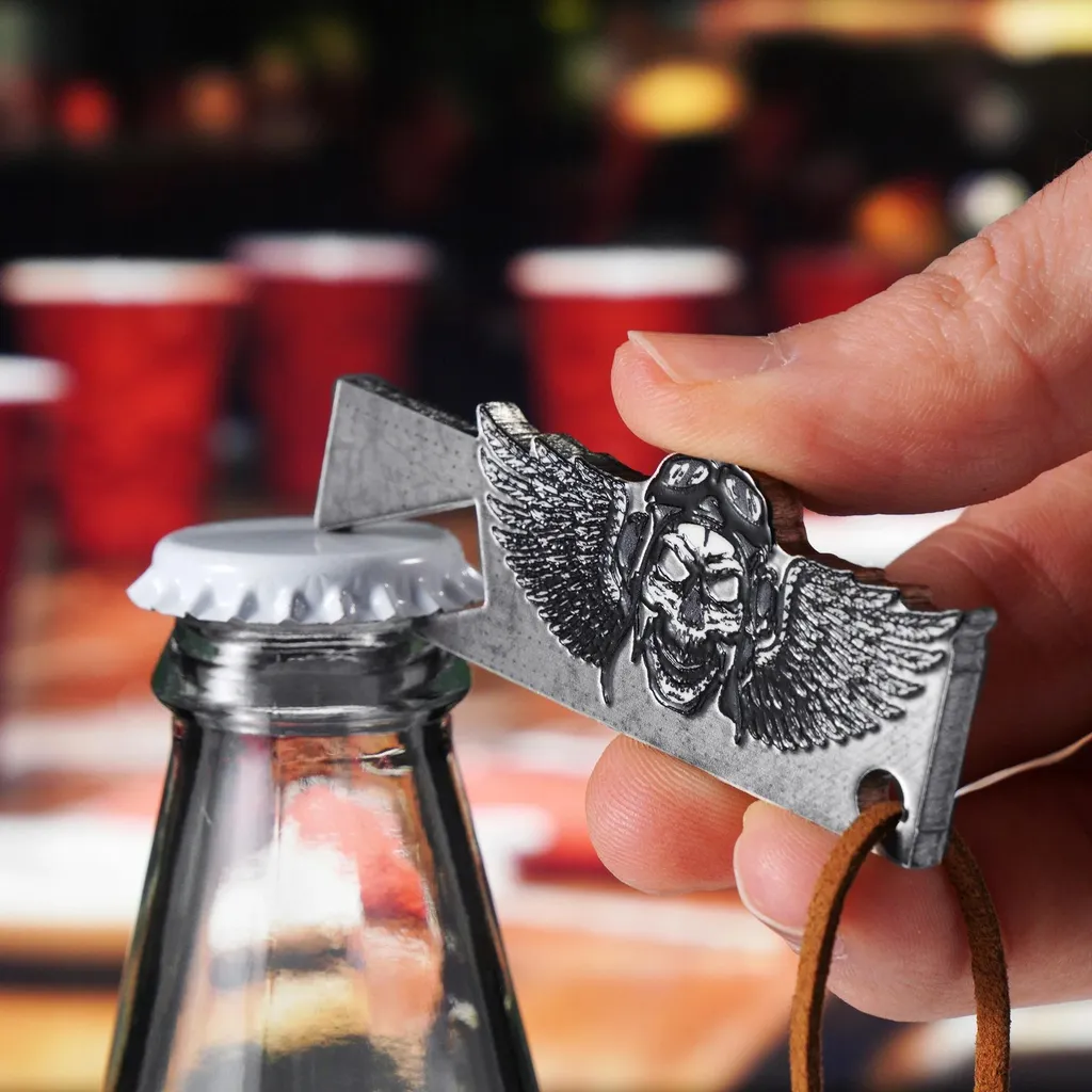 CREATCABIN Apribottiglie Piatto In Acciaio Inox – Design Con Pesca Incisa, 4x18 Cm, Regalo