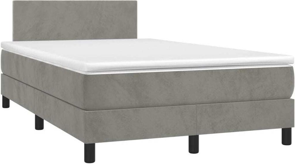 SYFAX Boxspringbett mit Matratze Hellgrau 120x190 cm Samt