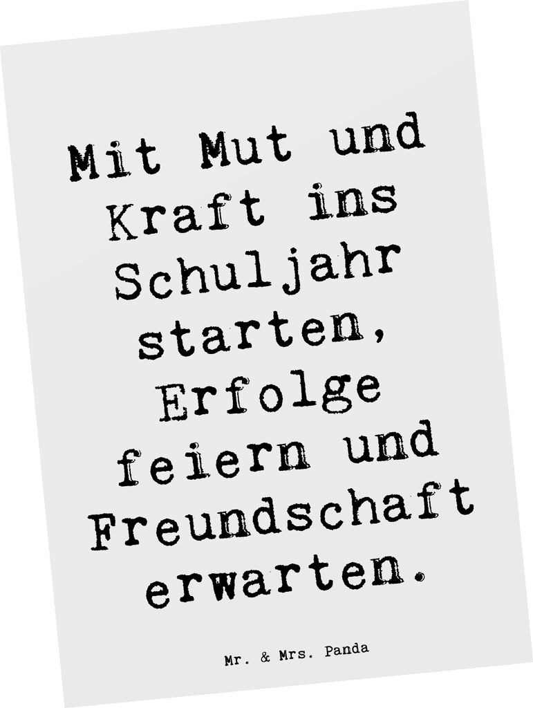Mr. & Mrs. Panda Postkarte Spruch Mutiger Schulanfang - Weiß - Geschenk, Schulkinder, Grußkarte, Erfolge, Fotokarte, ermutigend, Postkarten, bild...