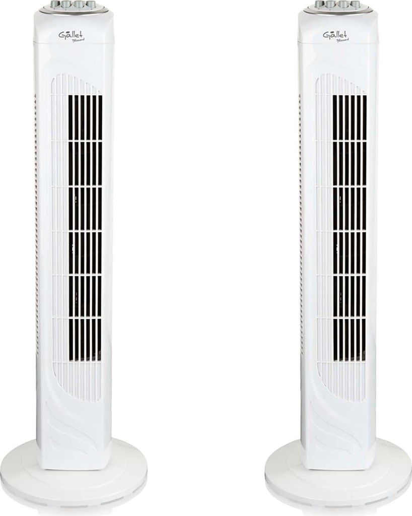 2x BURI Turmventilator | 74cm Höhe | 3 Geschwindigkeiten | Leise 54dB | Timer 120 Min | Oscillation | Weiß | Kompakt & leistungsstark | Für Wohn...