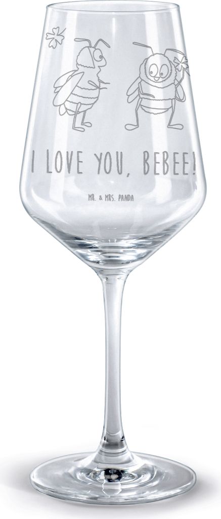 Mr. & Mrs. Panda Weinglas Bienen Paar - Transparent - Geschenk, glas für rotwein, Freund, Freundin, Schildkröten, graviertes, Partner, Burgunderg...