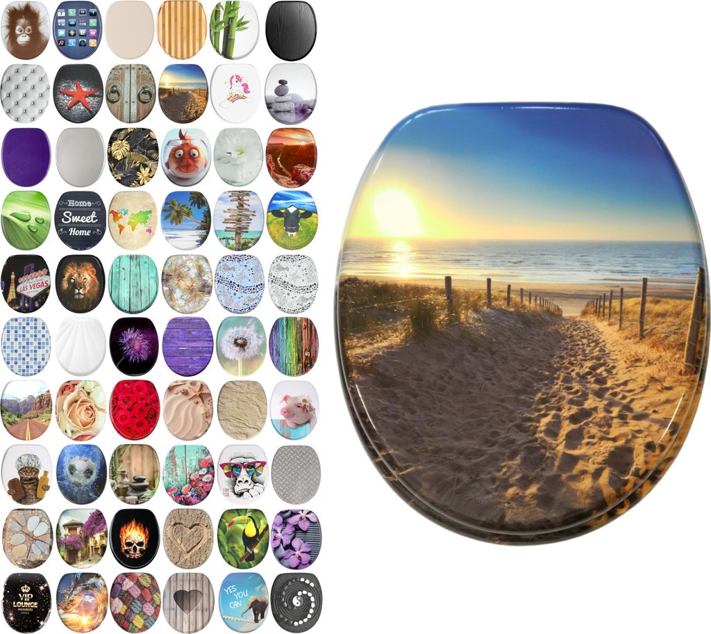 SANILO WC-Sitz mit Absenkautomatik Düne, Toilettendeckel direkt vom Hersteller, Klodeckel, Klobrille, WC Deckel, Toilettensitz, Toilettenbrille