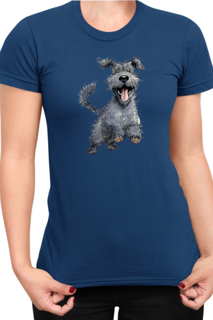 Damen T-Shirt Funny Dogs Breeds Kerry Blue Terrier Dog Breed, Lady XL / Dunkelblau