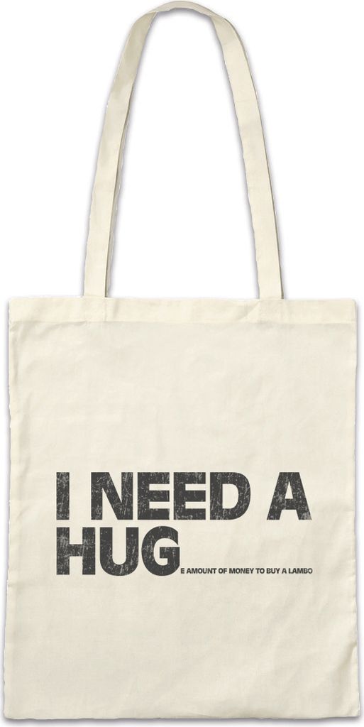 Urban Backwoods I Need A Hug To Buy A Lambo, Stofftasche, Farbe: Beige