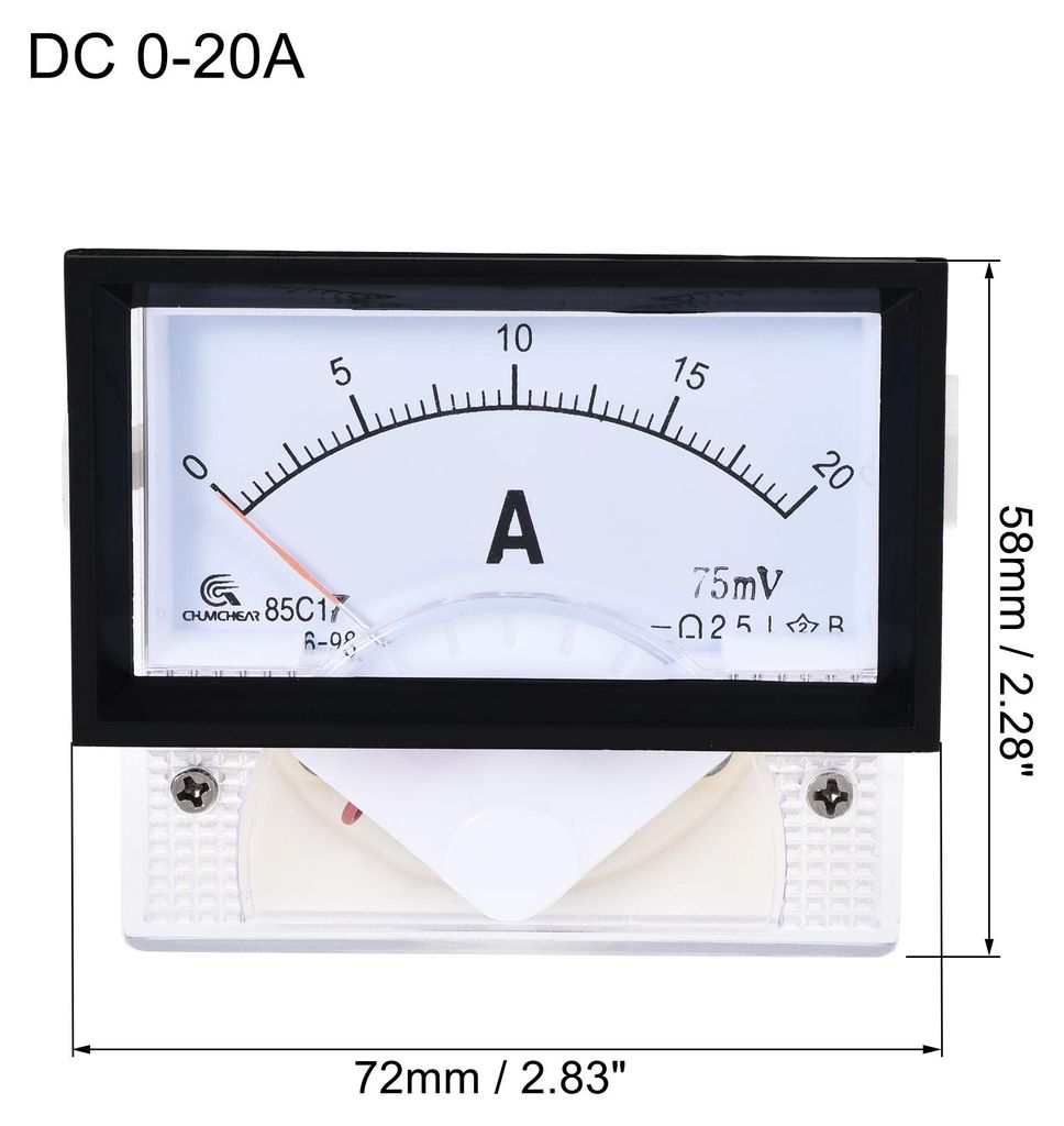 1 Set Analog Strom Panel Meter zur Stromkreisprš¹fung Ampere Tester Messger?t 1 Set DC 0-20A 85C17 75mV Shunt