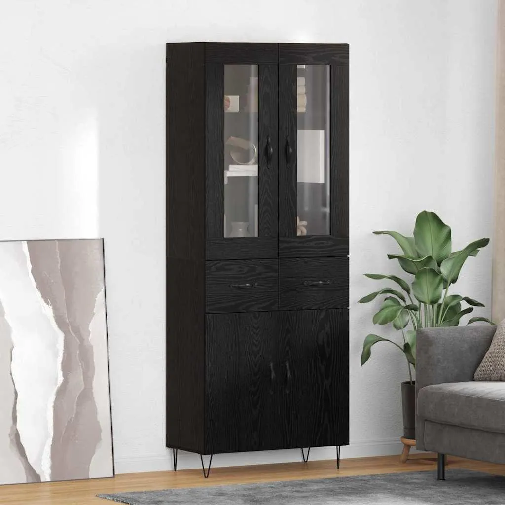 VidaXL Credenza Nera Rovere 180cm: Mobile Dispensa Elegante e Robusto