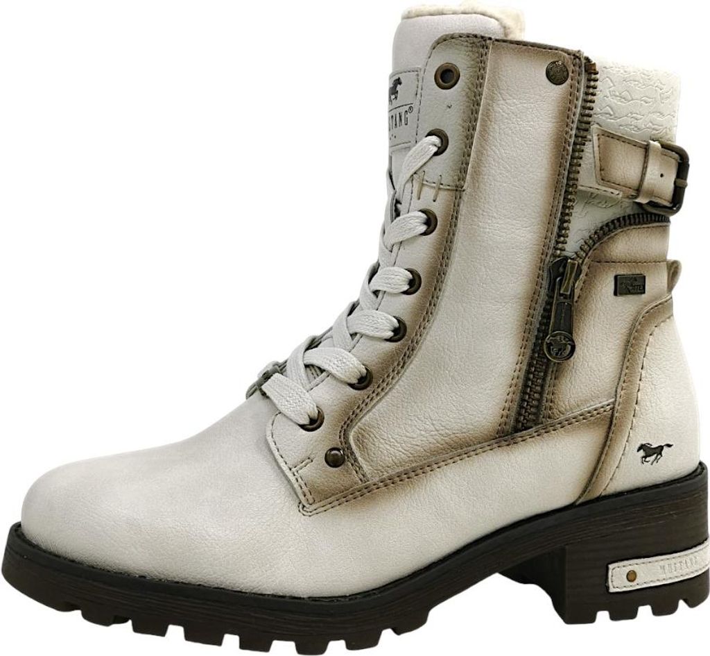 Stivali da donna Mustang, modello stringato, colore bianco, Immagine del prodotto 