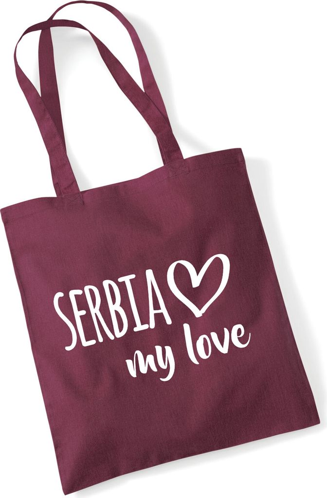 Huuraa Jutebeutel Serbia my love 10 Liter Burgundy Baumwolle Tasche Geschenkidee
