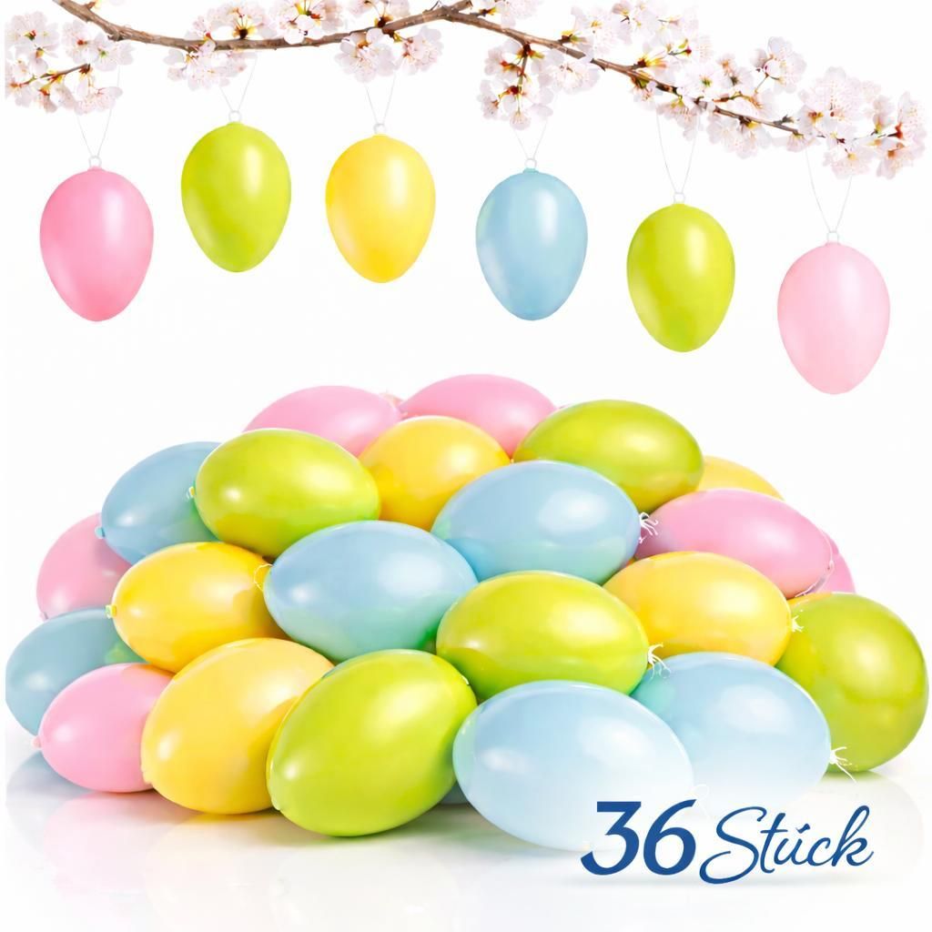 36 Ostereier zum Aufhängen Osterdeko Eier Kunststoff Produktbild 