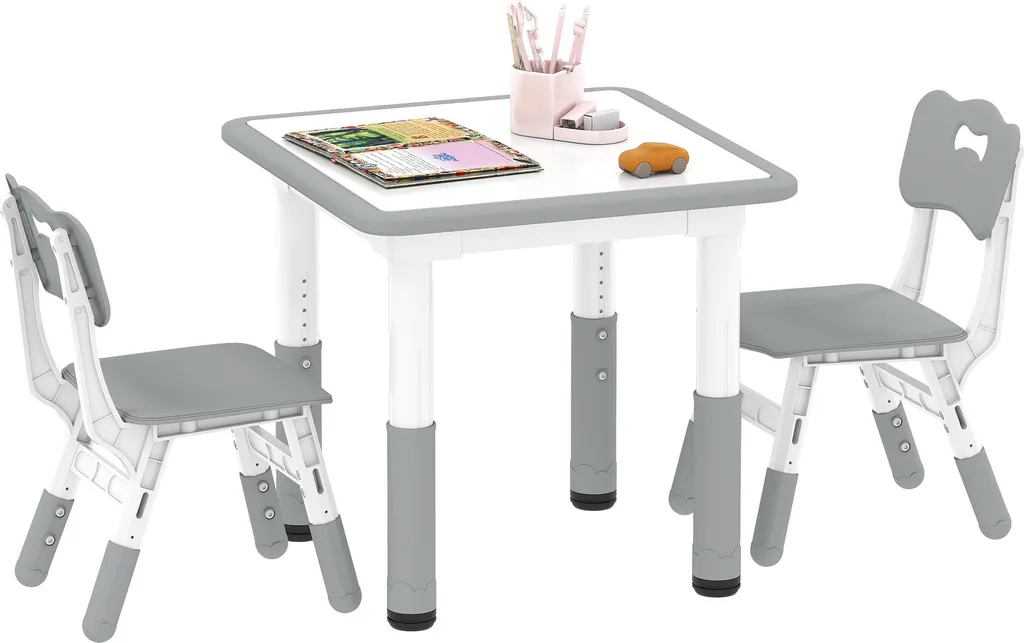 Ensemble table et chaises enfant réglable en hauteur pour salle de jeux
