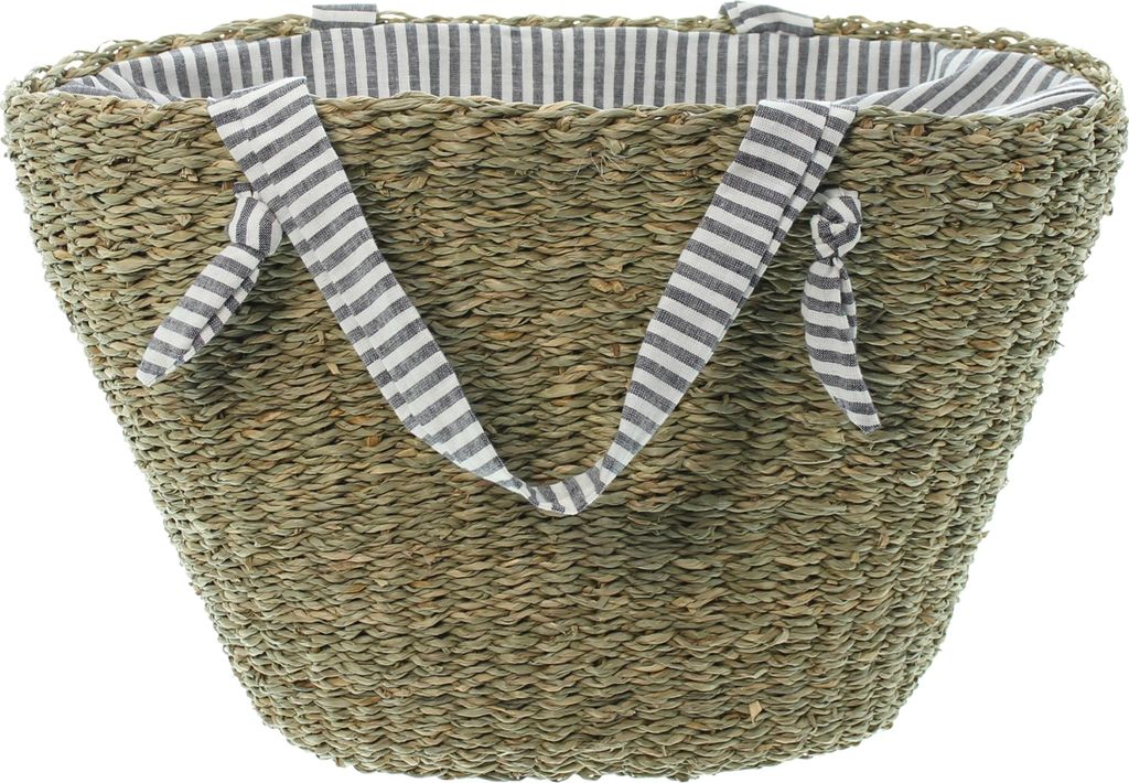 Tasche Stripes, Seegras, Baumwolle, Maße: ca. 44 x 18 x 27 cm, GH 40 cm