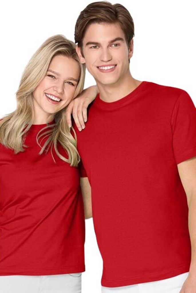 Atmungsaktives Uni-T-Shirt aus Baumwolle, 100% Baumwolle, unbedruckt, einfarbig, 135g/m2, Farbe rot, Größe S