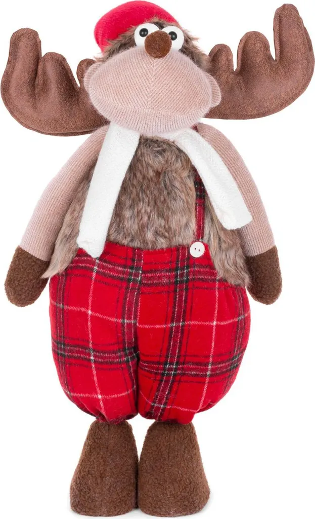 Figurine Renne MagicHome en Pantalon Rouge en Tissu de 92 cm de Haut