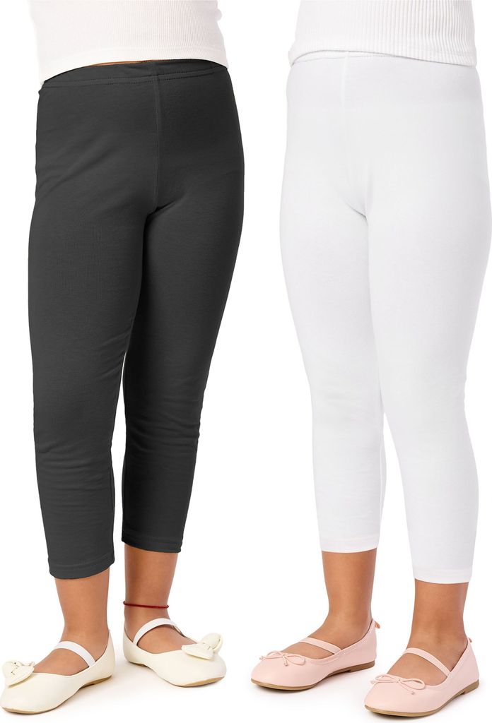 Merry Style Mädchen 3/4 Leggings aus Viskose 2 Pack MS10-131 (Schwarz/Weiß (2Pack), 110 cm)
