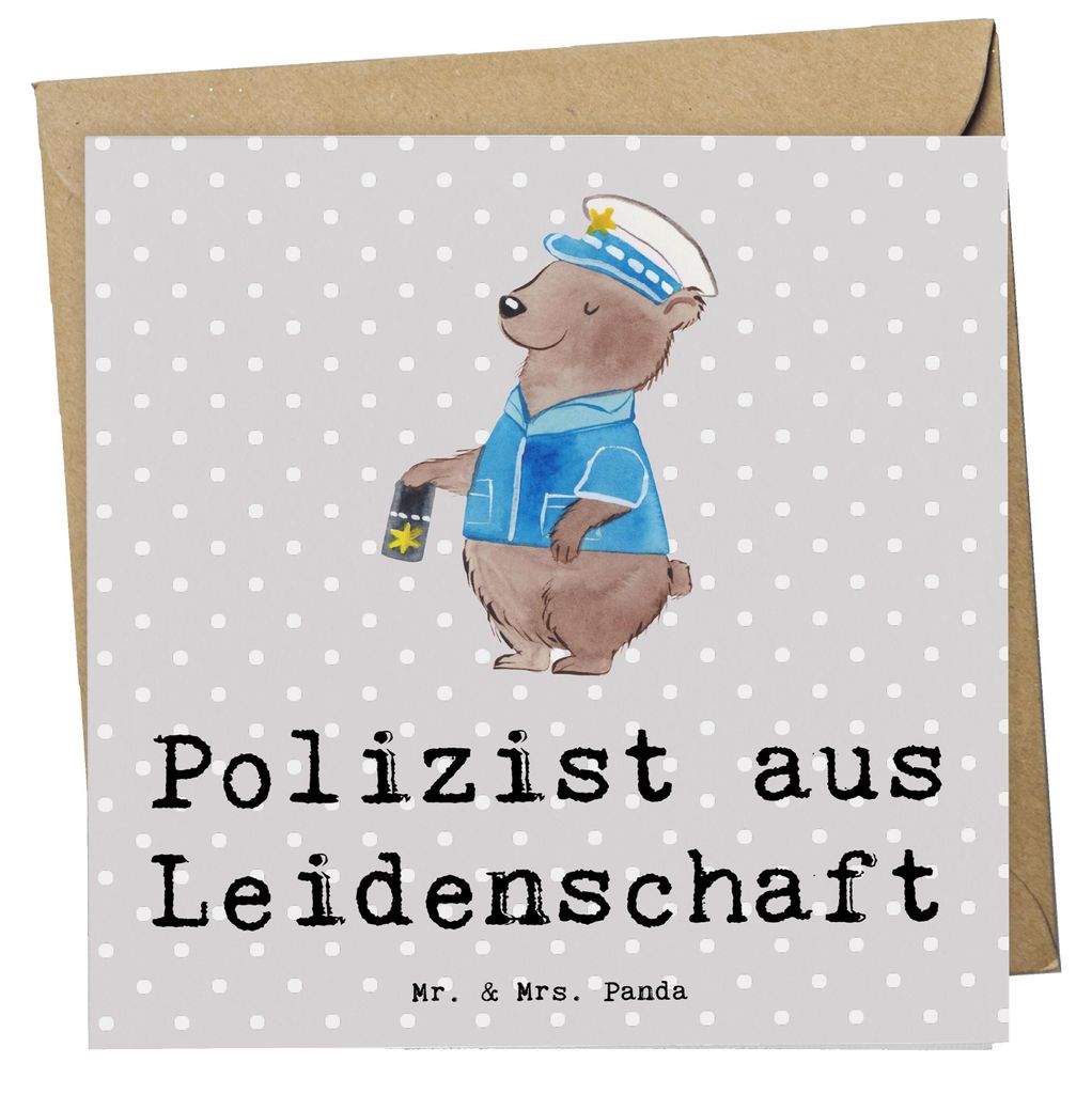 Mr. & Mrs. Panda Glückwunschkarte Polizist Leidenschaft - Grau Pastell - Geschenk, Cop, Polizei, anlasskarte, Grußkarte, doppelkarte, Klappkarte,...