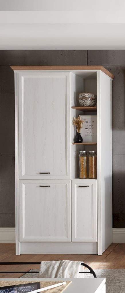JASMIN Moderner Einbauschrank für Kühlschrank in Pinie hell, Artisan Eiche Optik - Geräumiger Hochschrank Küchenschrank mit viel Stauraum - 104...