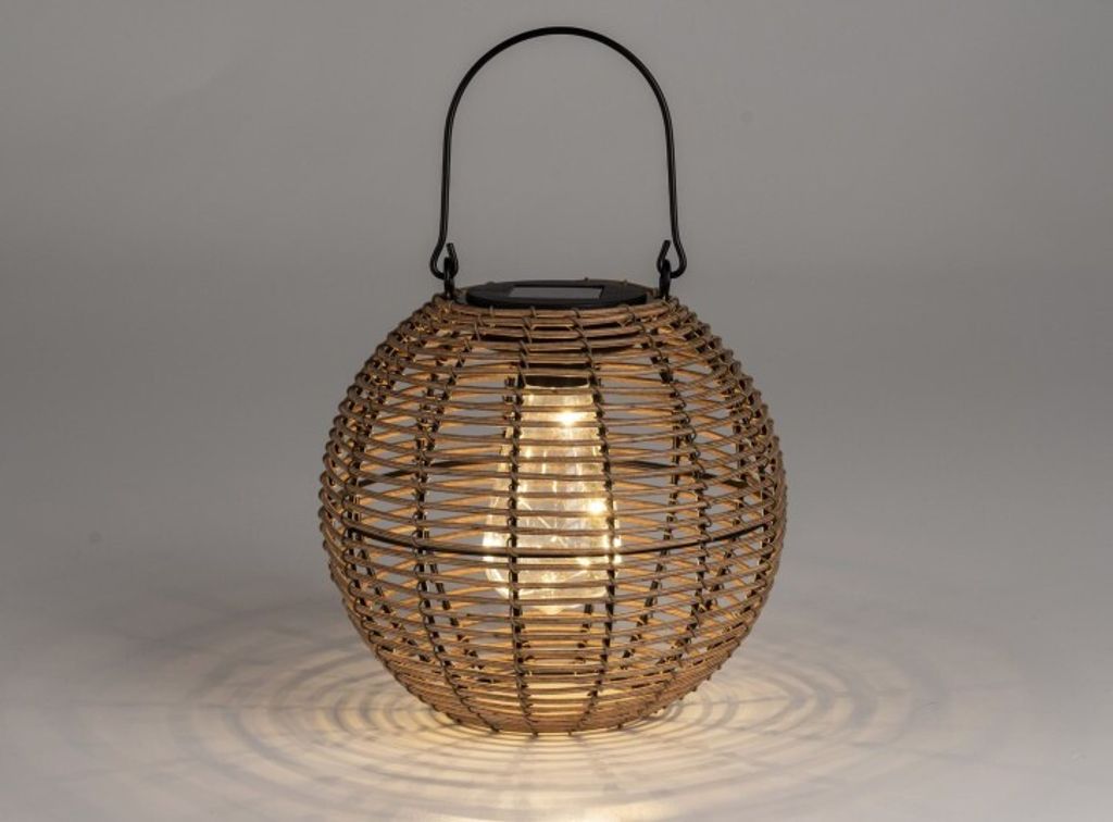 Dekorative Laterne rund mit Solar-Licht 19cm