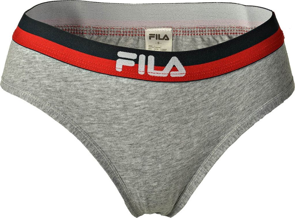 FILA Damen String - Regular Waist, Logo-Bund, Baumwolle Stretch, einfarbig, XS-XL Grau S