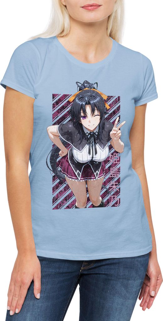 Urban Backwoods Akeno Anime, Damen T-Shirt, Farbe: Hellblau, Größe: L