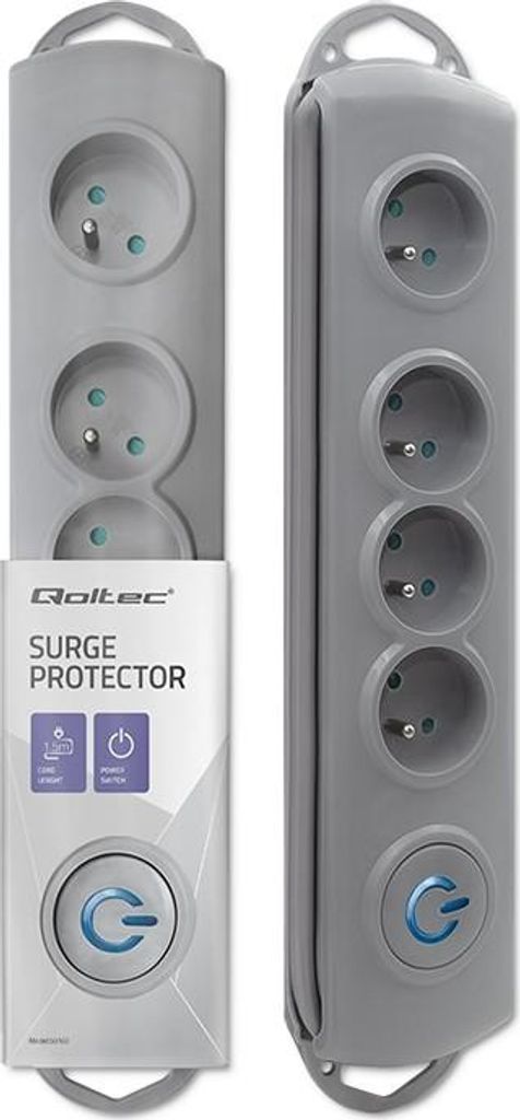 Qoltec 50163 přepěťová ochrana Grey 4 zásuvky 230 V 1,5 m Obrázek produktu 