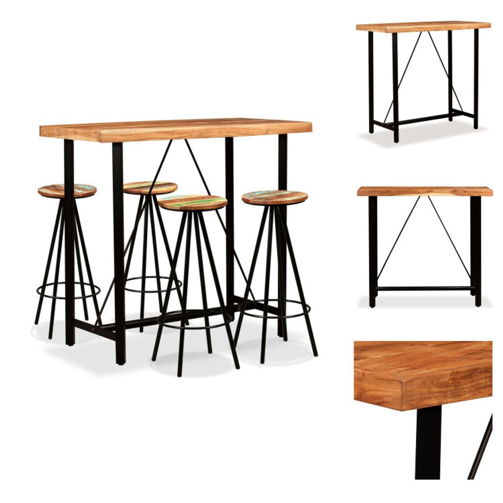 vidaXL 5-tlg. Bar-Set Massivholz Akazie und Altholz - Essgruppen