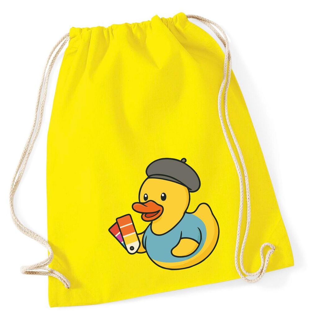 Huuraa Turnbeutel Quietscheente Grafikdesign Comic Gummiente 12 Liter Yellow Baumwolle Rucksack Geschenkidee