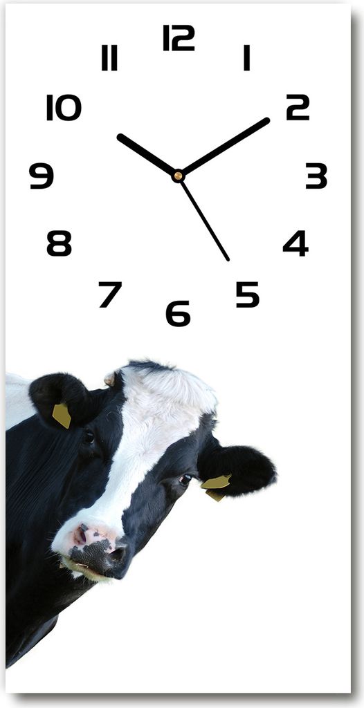 Wanduhr aus Glas – 30x60 cm - Glasbild - Glasuhr - Gehärtetes Glas -Eine gezüchtete Kuh