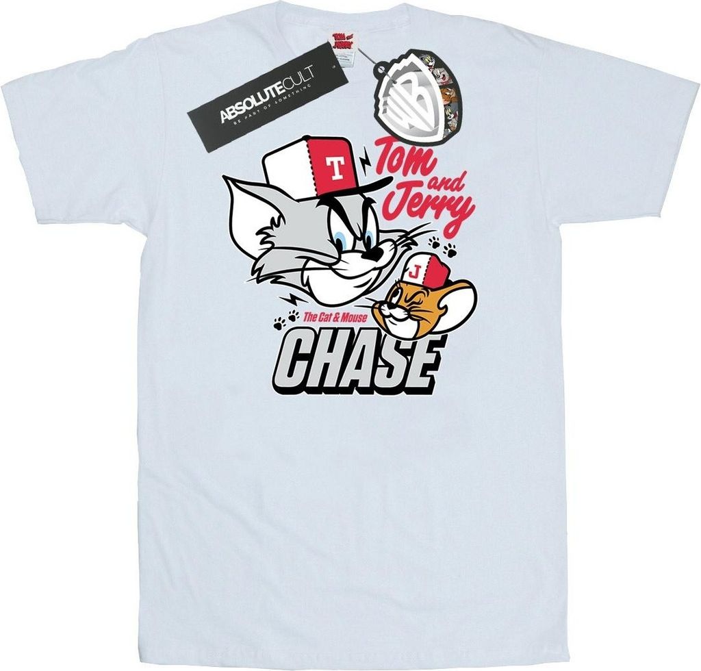 Tom And Jerry - "Cat & Mouse Chase" T-Shirt für Herren BI52091 (XL) (Weiß)