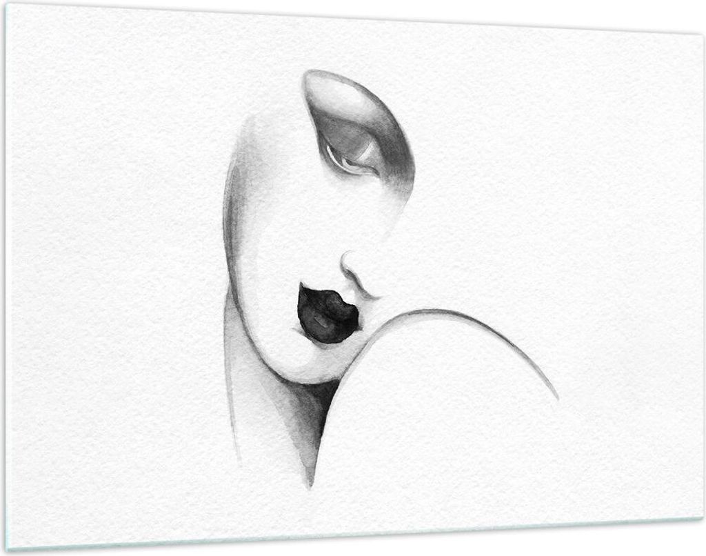 Bilder auf glas - Einteilig - Porträt Frau Skizze - 120x80cm - Glasbilder - Wandbilder - Bilder - zum Aufhängen bereit - Wanddekoration aus Glas ...