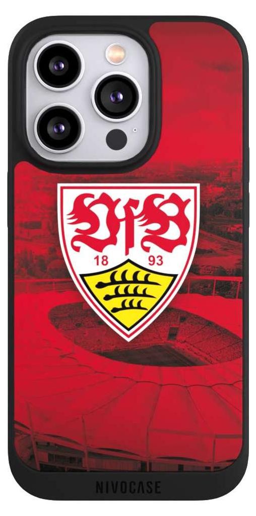 NIVOCASE Handyhülle für Apple iPhone 14 Pro Hülle NIVOpure Case Schwarz Offizielles Lizenzprodukt Stadion VfB Stuttgart