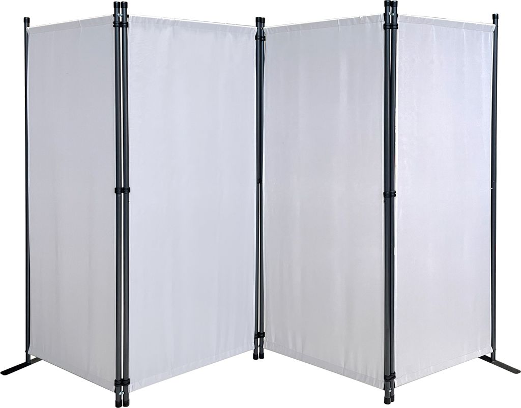 Paravent 4 Teilig 165 x 220 cm Weiß - Garten & Balkon Sichtschutz Stellwand Innen & Außen - Raumteiler Trennwand Faltbar Blickdicht & Wetterfest