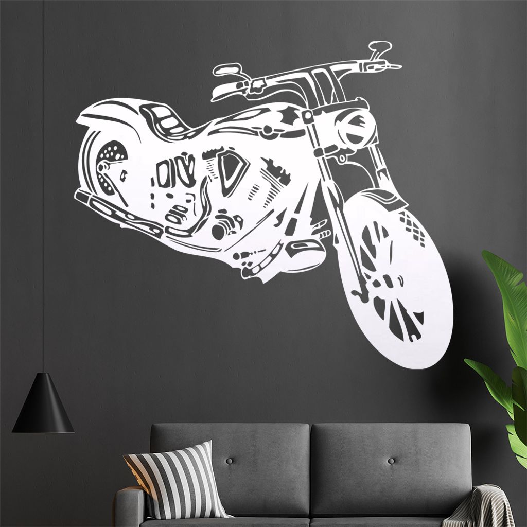Motorrad Wandtattoo in 6 Größen - Wandaufkleber Wall Sticker - Dekoration, Küche, Wohnzimmer, Schlafzimmer, Badezimmer