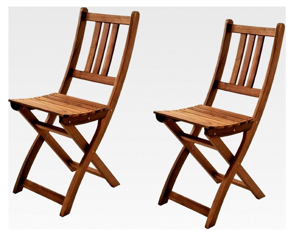 2er Set Akazienholz Gartenstuhl, geeignet für Balkon, Garten und Terrasse, klappbar