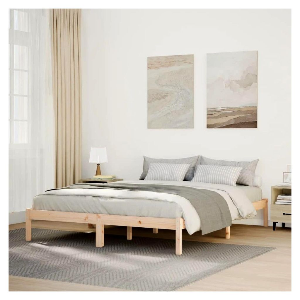 Bettgestell 140x210 cm aus massivem Kiefernholz ohne Matratze