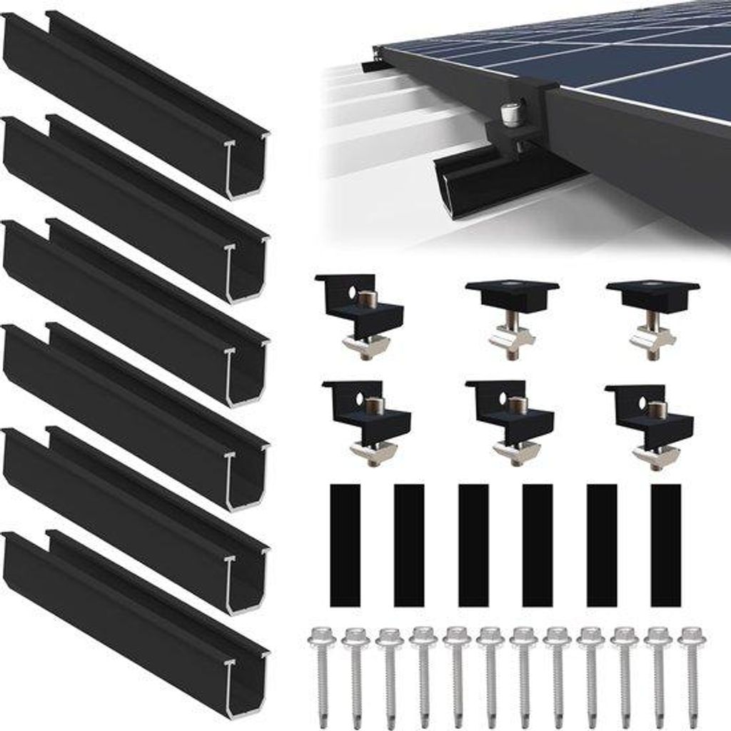 Solar-Module-Träger für 2 Module mit 12 cm Rail und Verstellbarem Halter