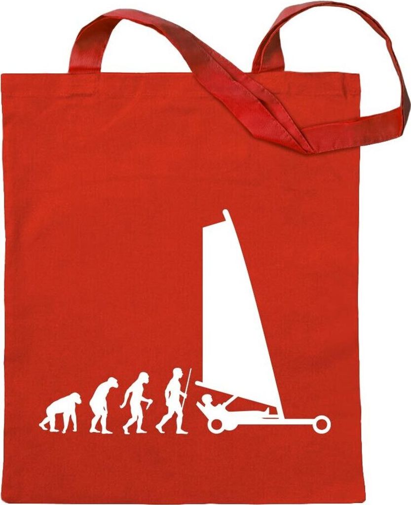 Kiwistar - Baumwolltasche - rot - Strandsegeln Evolution - Tragetasche Stoffbeutel Umhängetasche Langer Henkel