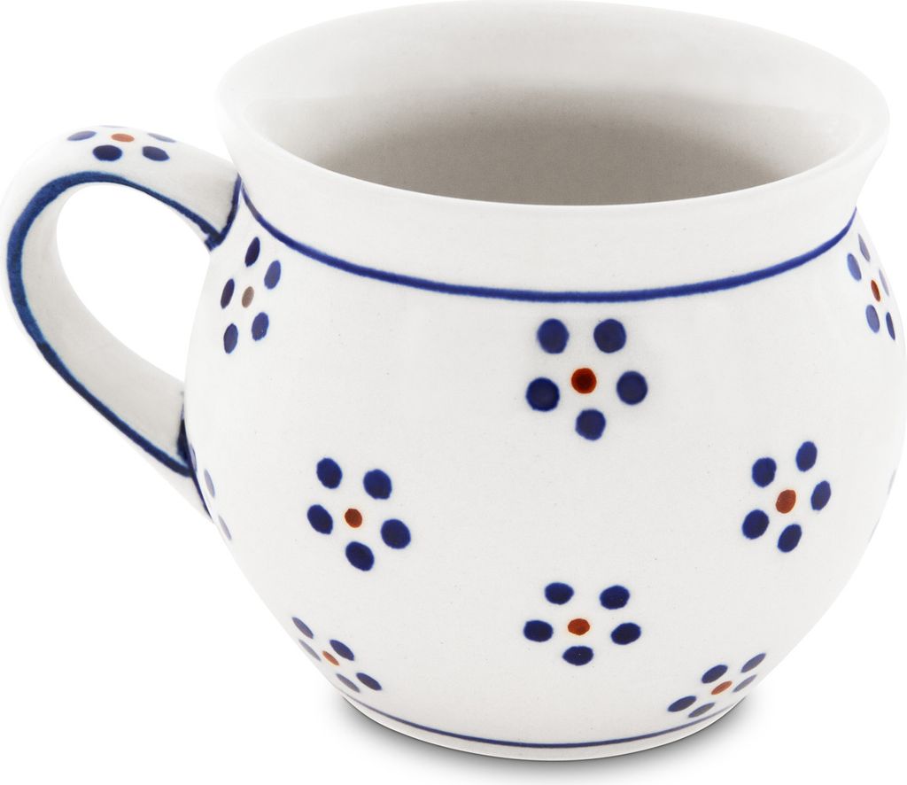 Original Bunzlauer Keramik 320 ml Kugelbecher großer runder Böhmischer Becher, Kaffeebecher, Teetasse Dekor 1