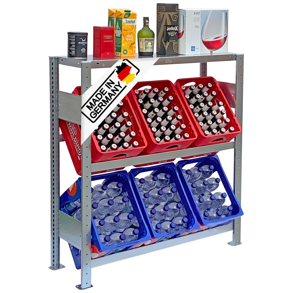 Lagerknecht Getränkekistenregal 6 Kisten Germany professionelle Ordnung für Kisten Regal für Getränkekisten mit Regalboden, Getränkeregal, Wa...