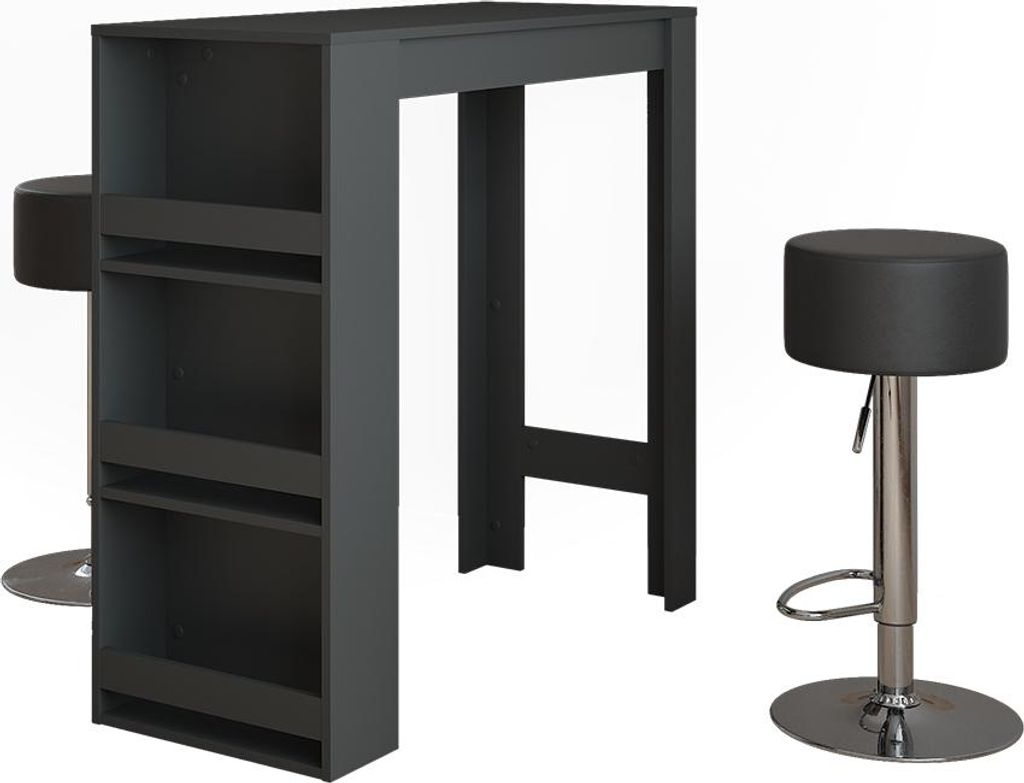 Bartisch-Set Vicco Repose Anthrazit 45 x 110 cm mit 2 Barhockern, Model 55725
