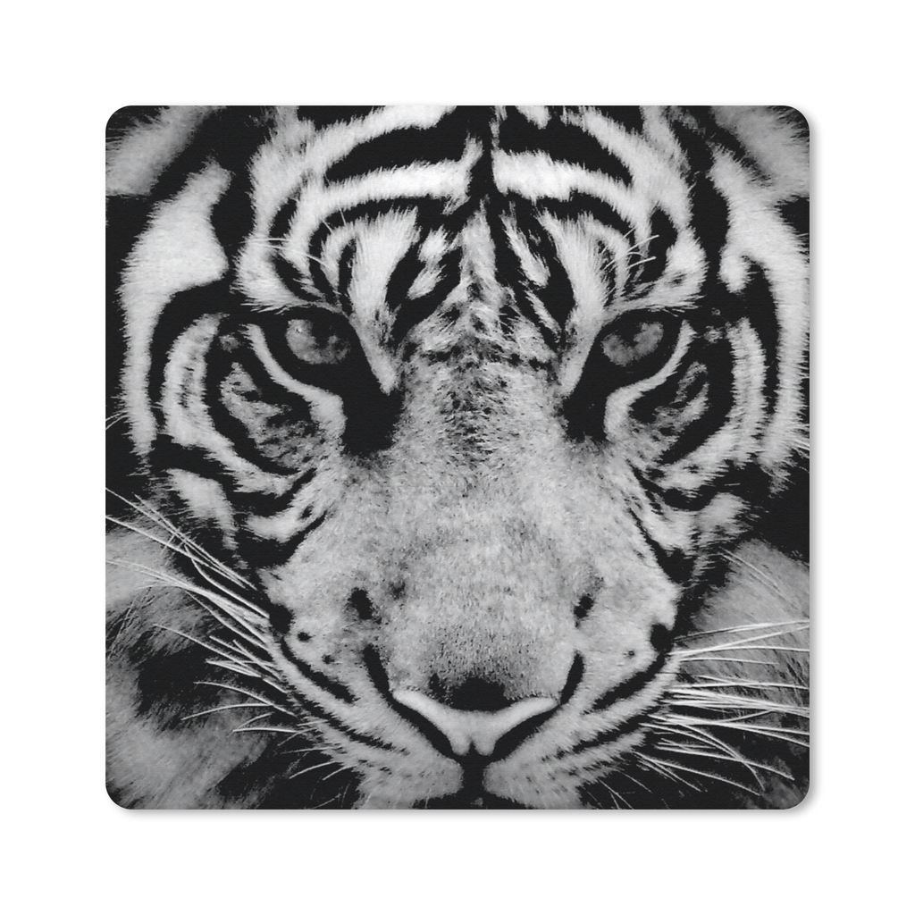 MuchoWow Mauspad Mousepad Sumatra-Tiger vor schwarzem Hintergrund in schwarz und weiß 30x30 cm - Mousepads - Maus Mat - Pad - Mausunterlage - Ga...