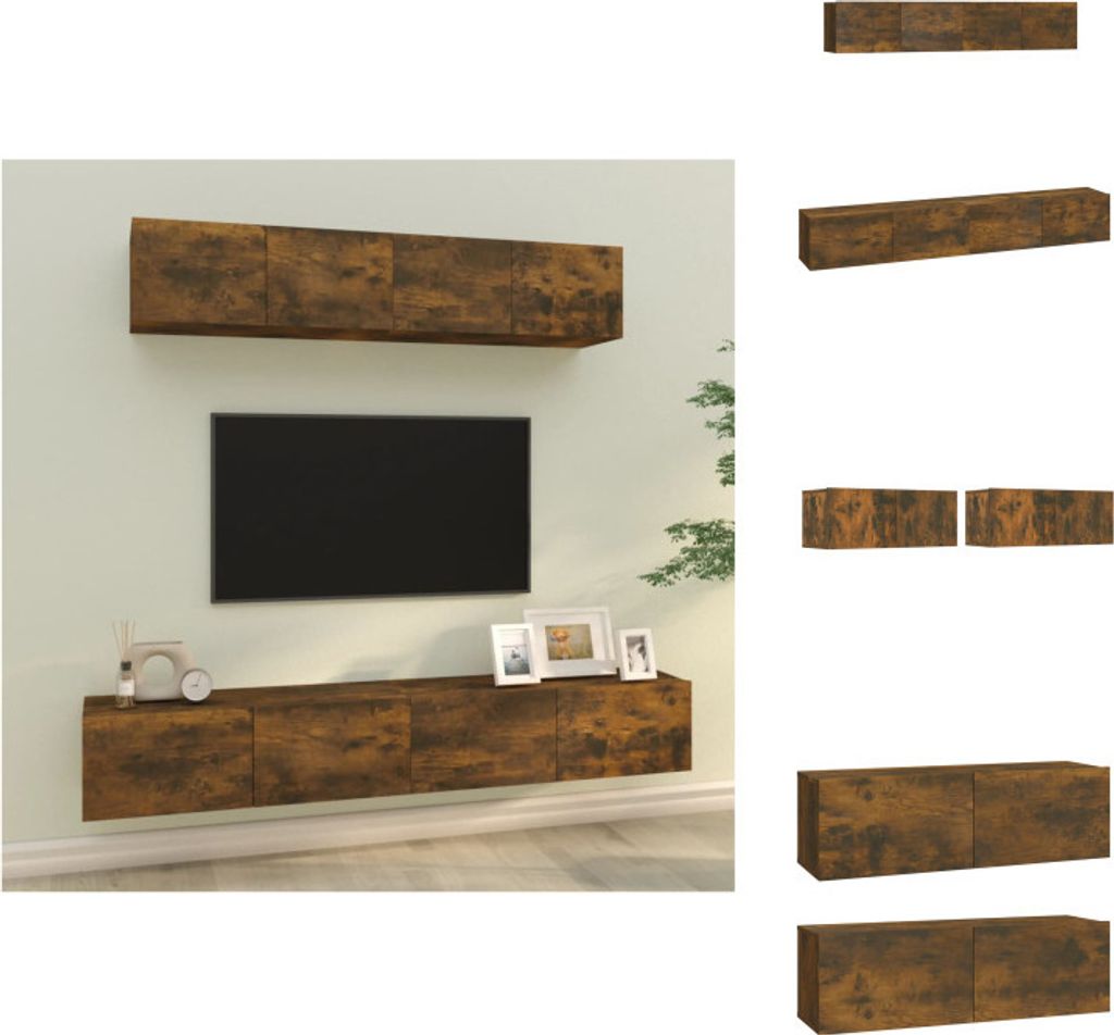 vidaXL 4-tlg. TV-Schrank-Set Räuchereiche Holzwerkstoff - TV-Möbel